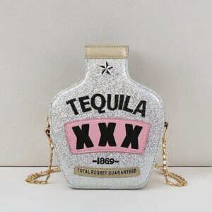Silver Sequin Tequila Chain Shoulder Bag NWT​​